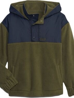 GAP Blue Nylon Yoke with Olive Sherpa Body Jacket